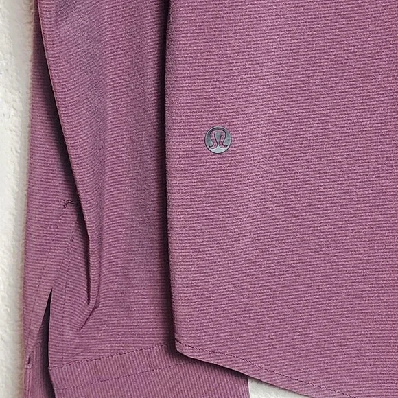 Lululemon Shirt Mens Large Purple Stripe Long Sleeve Button Up Stretch Casual - Picture 6 of 8
